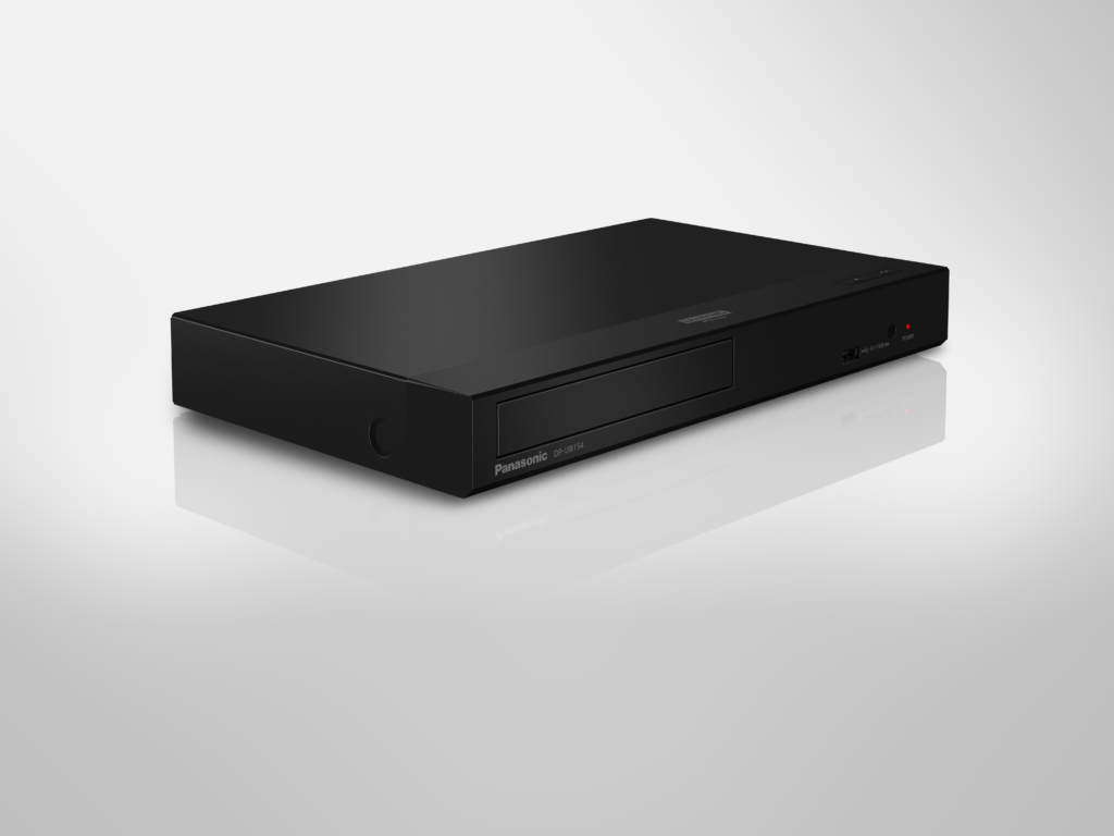 Panasonic DP-UB154 UHD Blu-ray Disc Player in Schwarz Seitenansicht von links