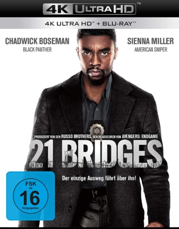 21 Bridges (Film) - Ultra HD Blu-ray Disc Cover mit Chadwick Boseman