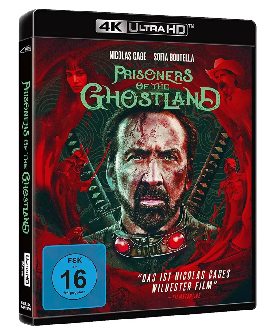Prisoners of the Ghostland - 4K Blu-ray Disc mit Nicolas Case (3D-Ansicht vom UHD Cover)