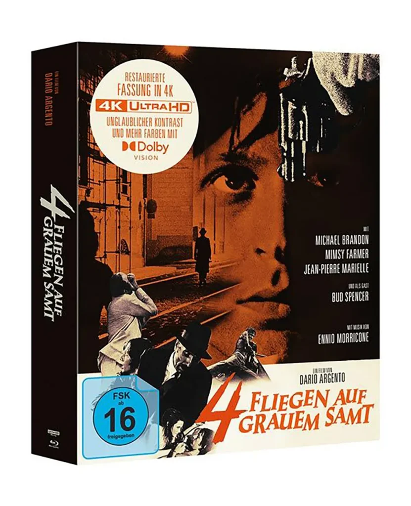 Vier Fliegen auf grauem Samt 4K Blu-ray Disc exklusiv bei Plaion