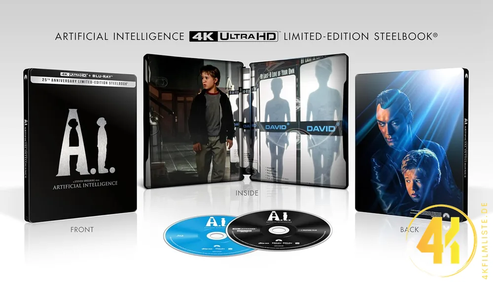 AI Künstliche Intelligenz Front Backcover 4K Steelbook Ultra HD Blu-ray Disc