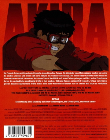 Akira 4K Blu-ray Disc Backcover mit technischen Informationen
