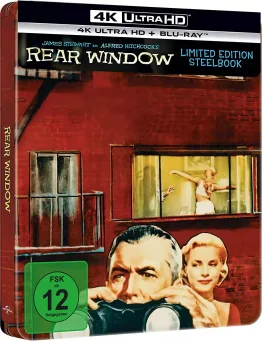 Alfred Hitchcock: Das Fenster zum Hof im 4K Steelbook mit den Hauptprotagonisten James Stewart und Grace Kelly