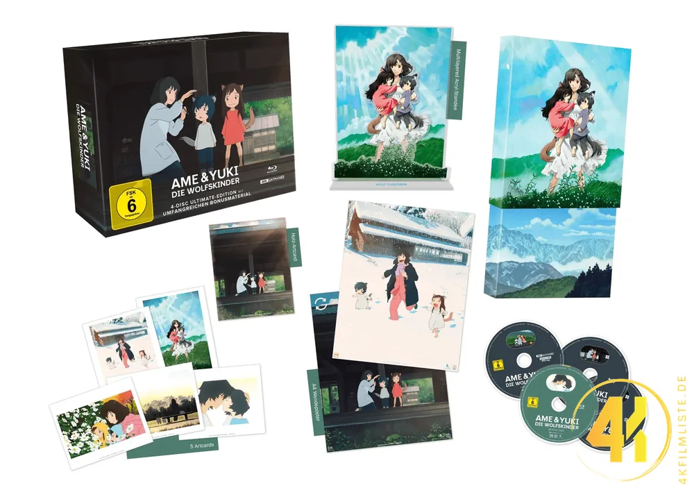 Ame und Yuki Wolfskinder Ultimate Edition 4K Steelbook Ultra HD Blu-ray Disc