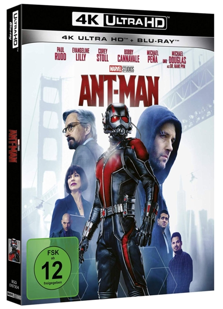 Ant-Man (2015) - Ultra HD Blu-ray Cover der Seitenansicht mit Paul Rudd und Michael Douglas