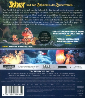 Backcover Asterix und das Geheimnis des Zaubertranks 4K UHD Blu-ray