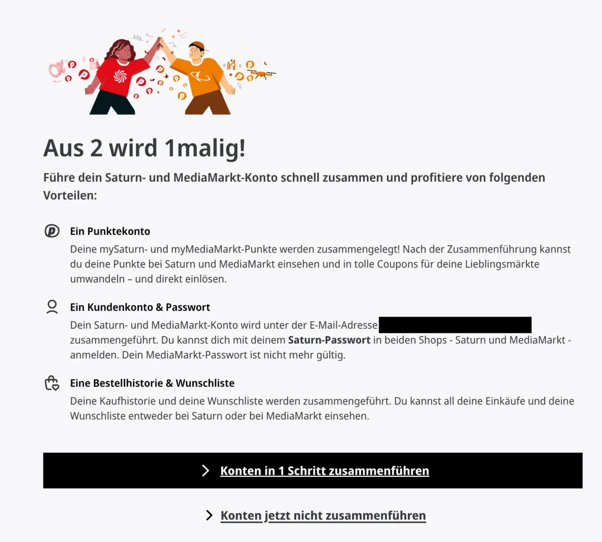 Aus 2 wird einmalig MediaMarkt Saturn