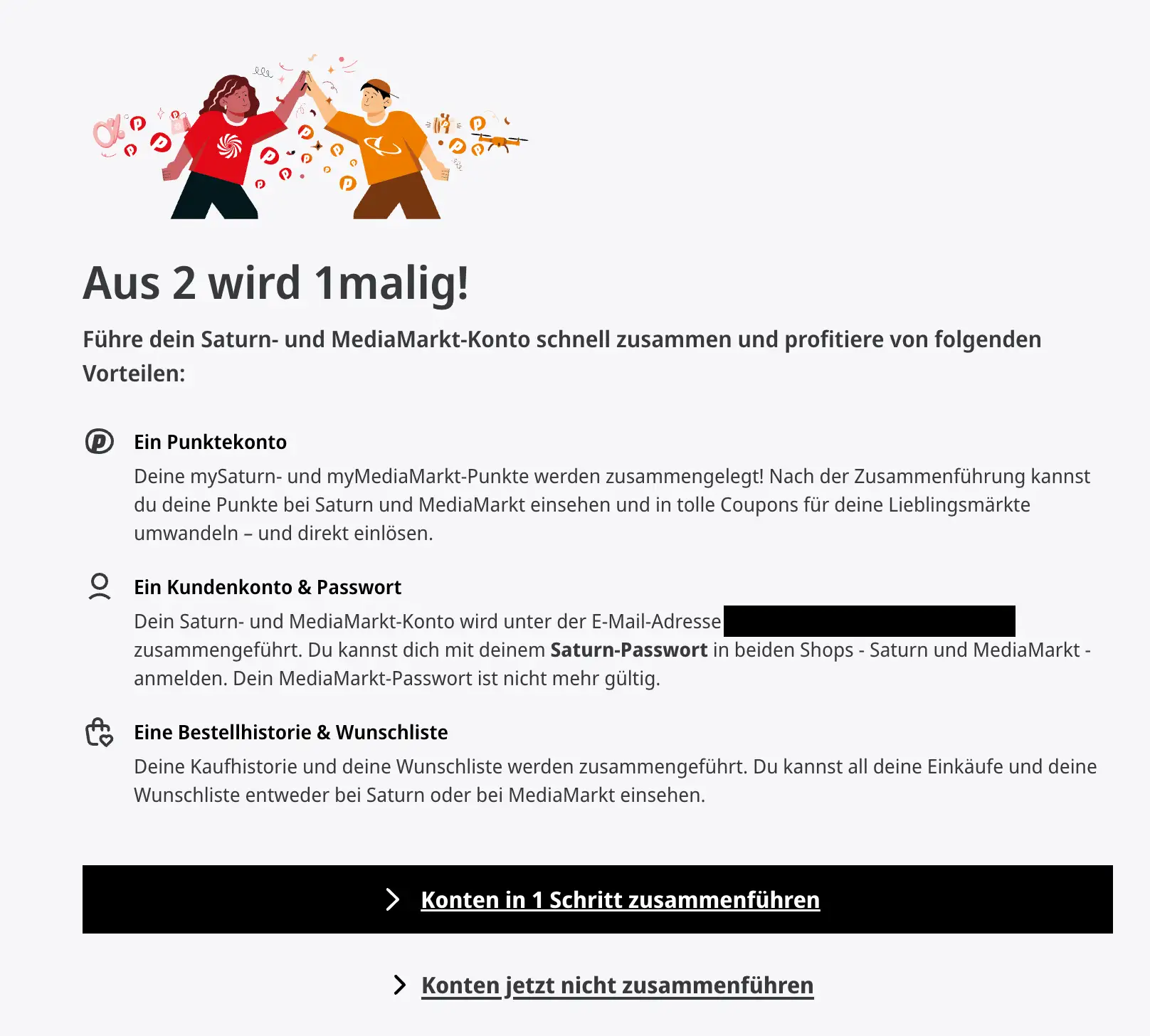 Aus 2 wird einmalig MediaMarkt Saturn