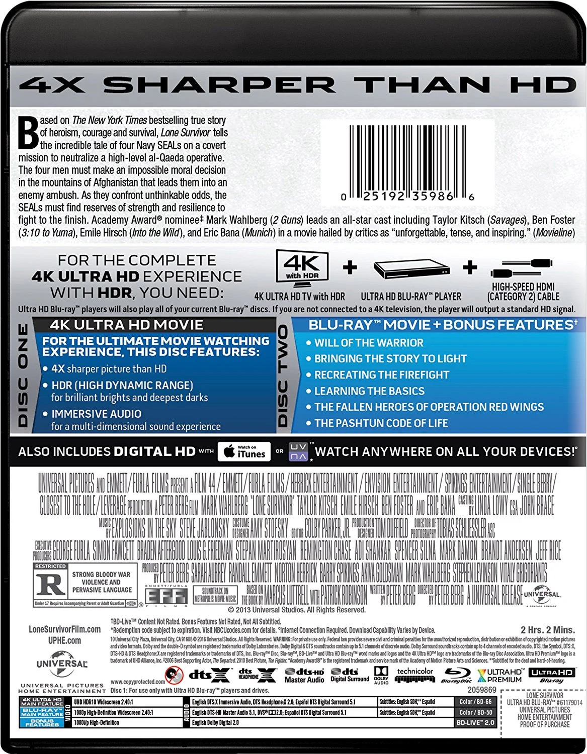 Backcover 4k Blu-ray Lone Survivor