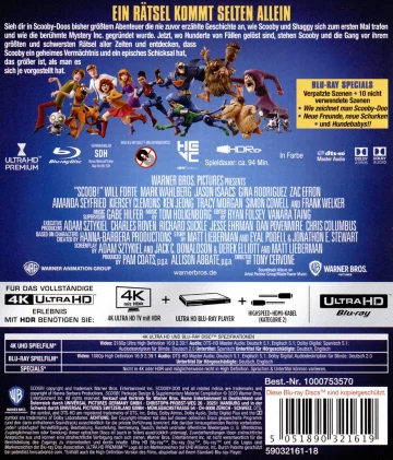 Backcover mit HDR10 Plus Scooby 2021 Animation 4K Ultra HD Blu-ray Disc