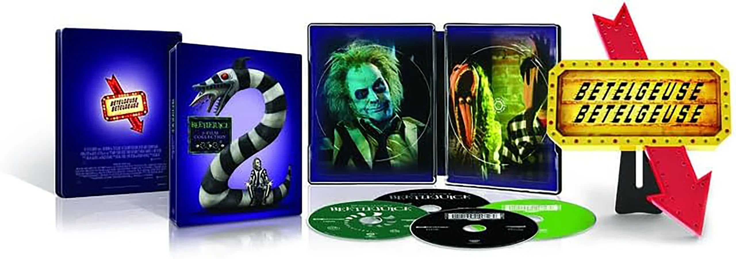 Beetlejuice (2 Movie Set inkl. Leuchtschild) – 4K Steelbook (UHD + Blu-ray Disc)