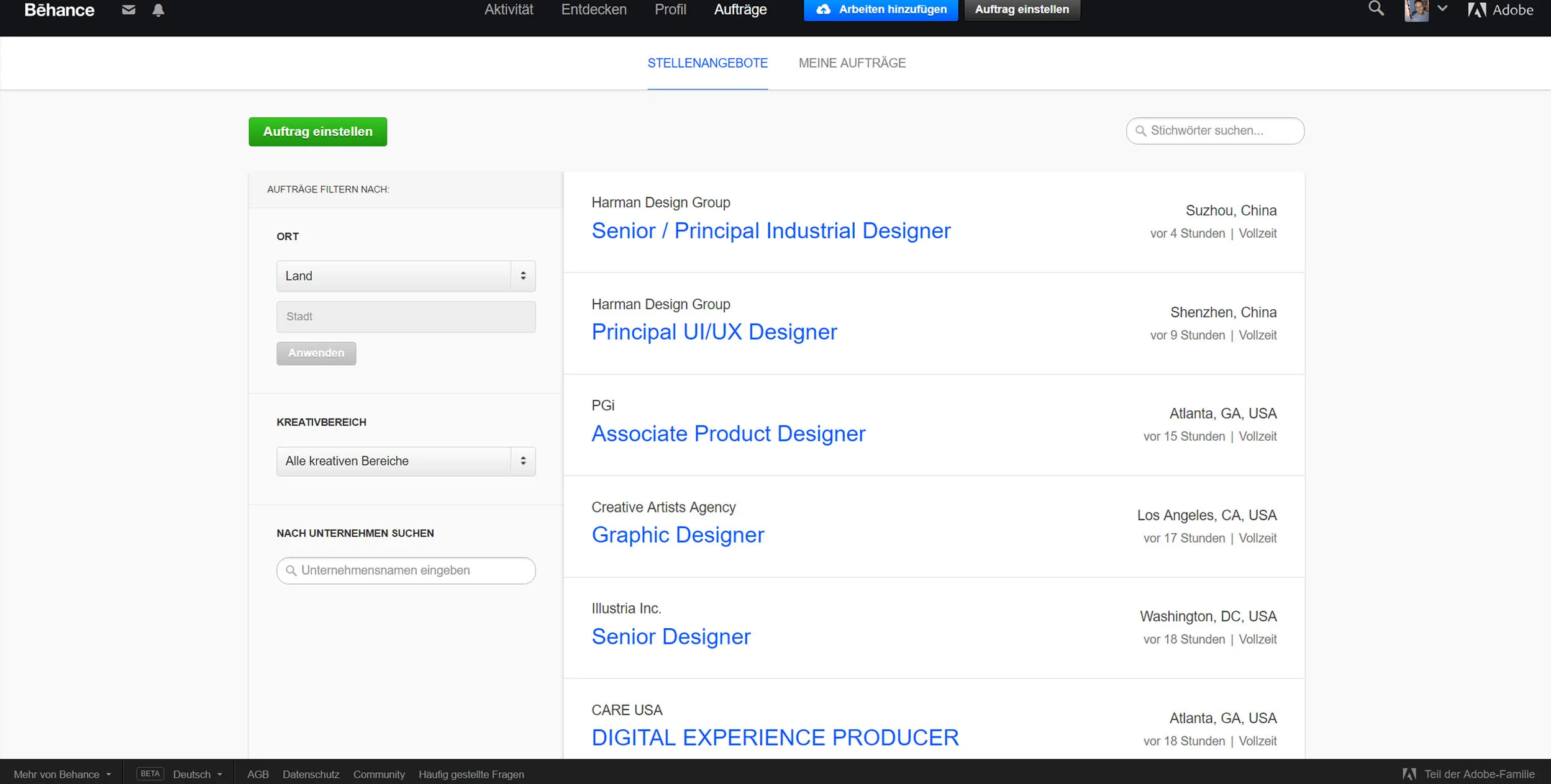 Behance Stellenangebote