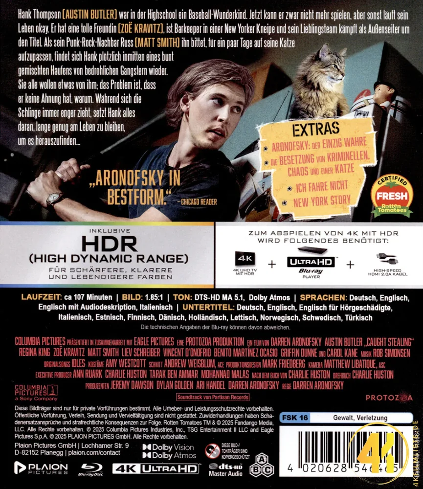 Caught Stealing Backcover 4K Blu-ray Ultra HD Blu-ray Disc