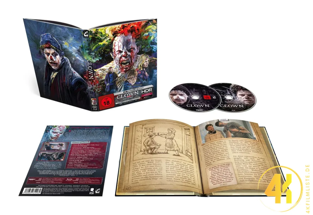 Clown Timo Würz Cover 4K Mediabook Inlay mit Buchteil und Backcover Ultra HD Blu-ray Disc