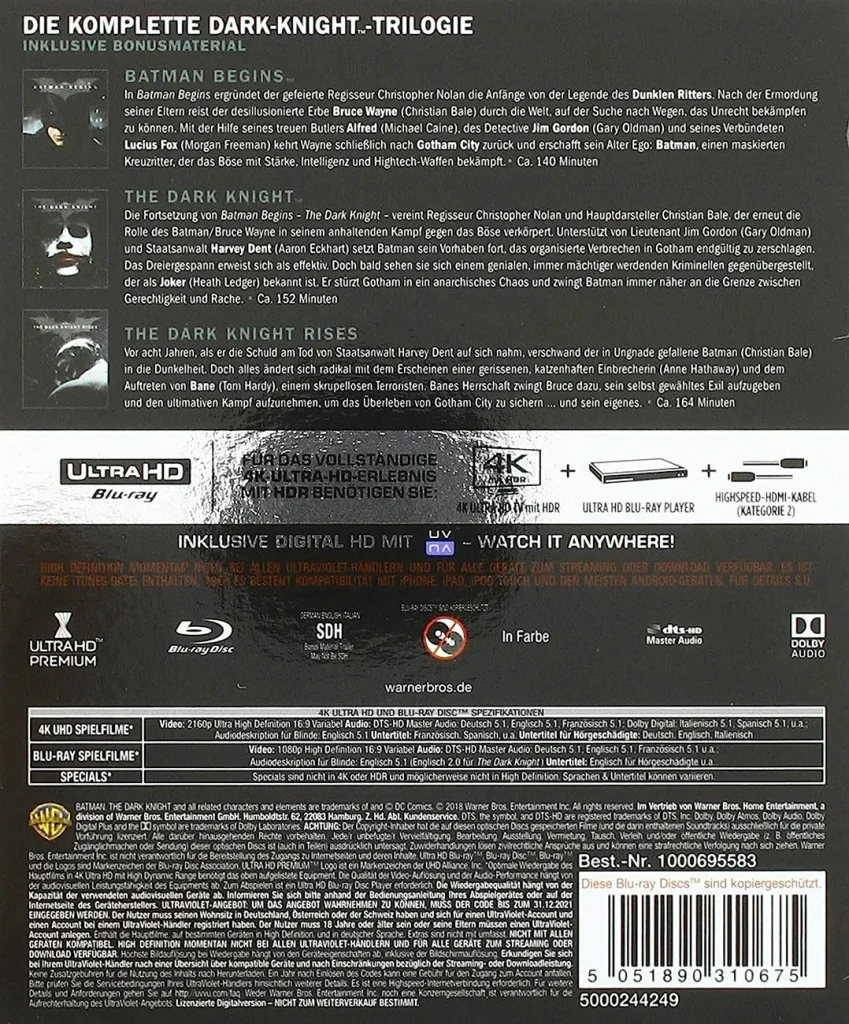 Dark Knight 4K Trilogie Backcover