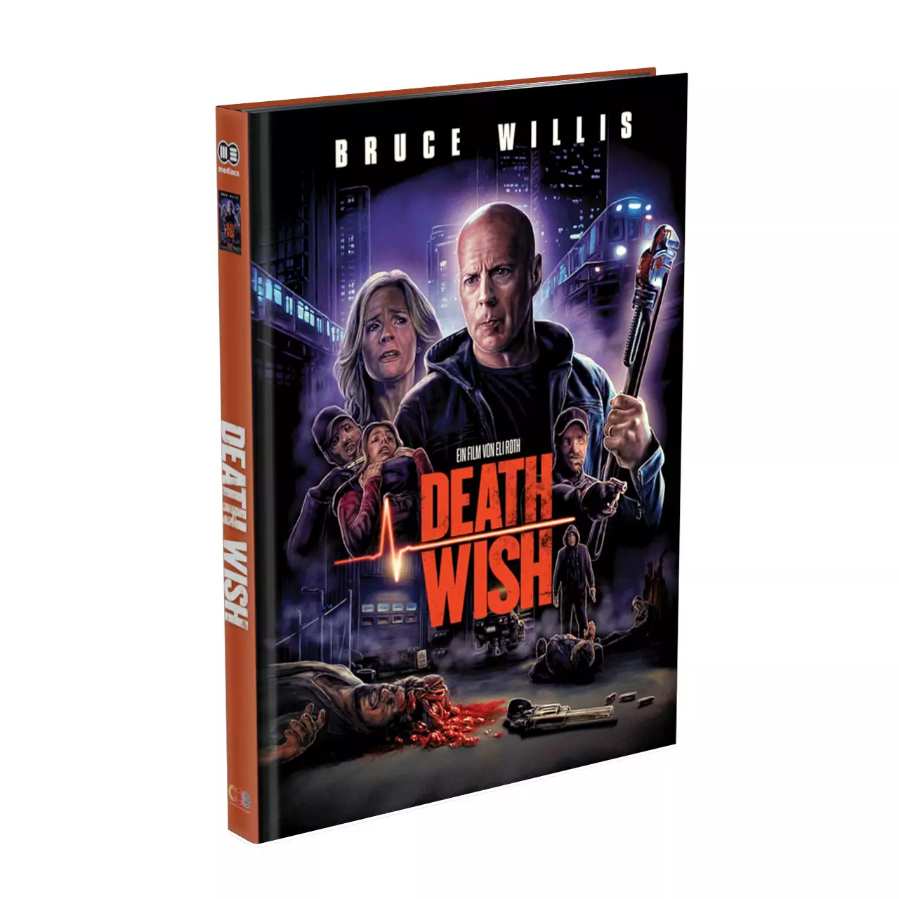 Müller exklusives 4K Mediabook zu Death Wish mit Bruce Willis (Seitenansicht mit FSK 18 Logo)