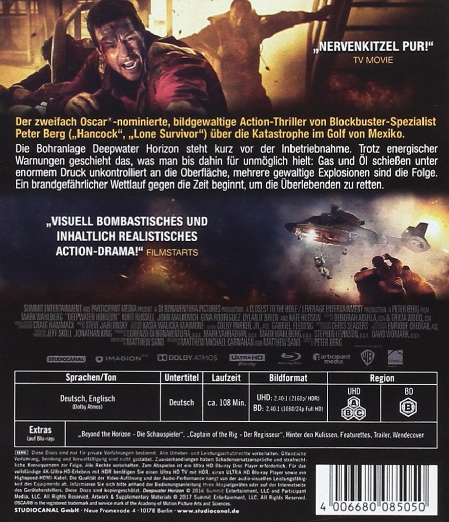 Backover zur Deepwater Horizon 4K UHD Blu-ray Disc