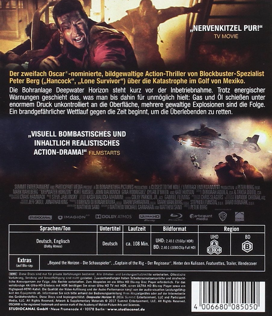Backover zur Deepwater Horizon 4K UHD Blu-ray Disc