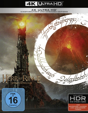 Der Herr der Ringe Spielfilm 4K Trilogie mit FSK 16 Logo (Frontansicht)