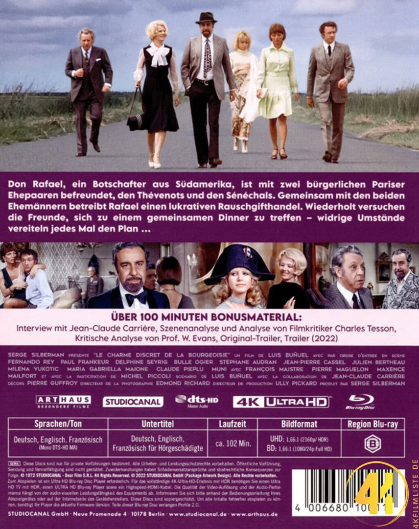 Der diskrete Charme der Bourgeoisie 50th Anniversary Edition Blu-ray Backcover 4K