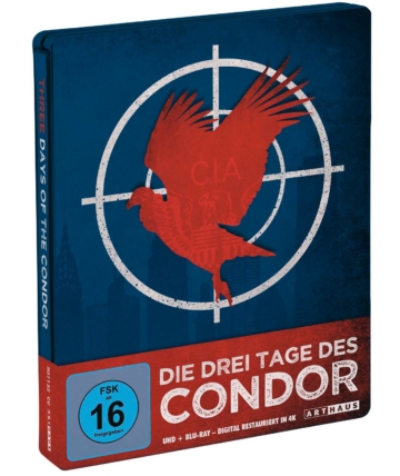 Die drei Tage des Condor mit Robert Redford (4K UHD Steelbook Cover Frontansicht mit FSK Logo)