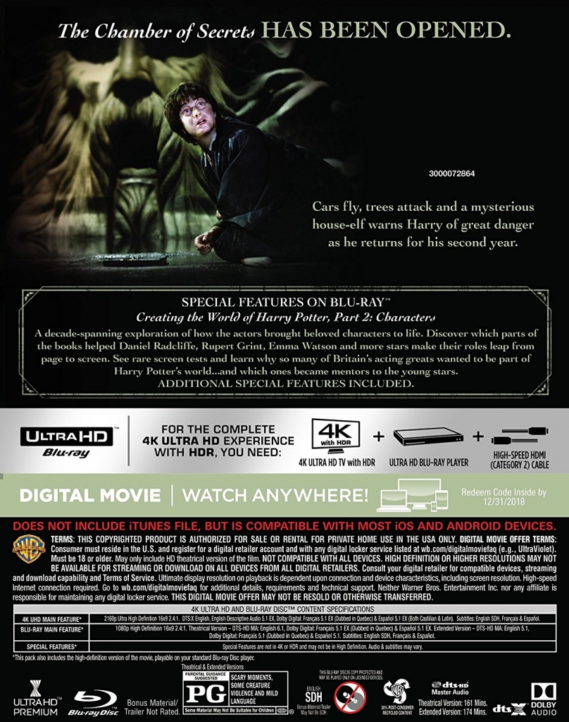Harry Potter und die Kammer des Schreckens - 4K Cover