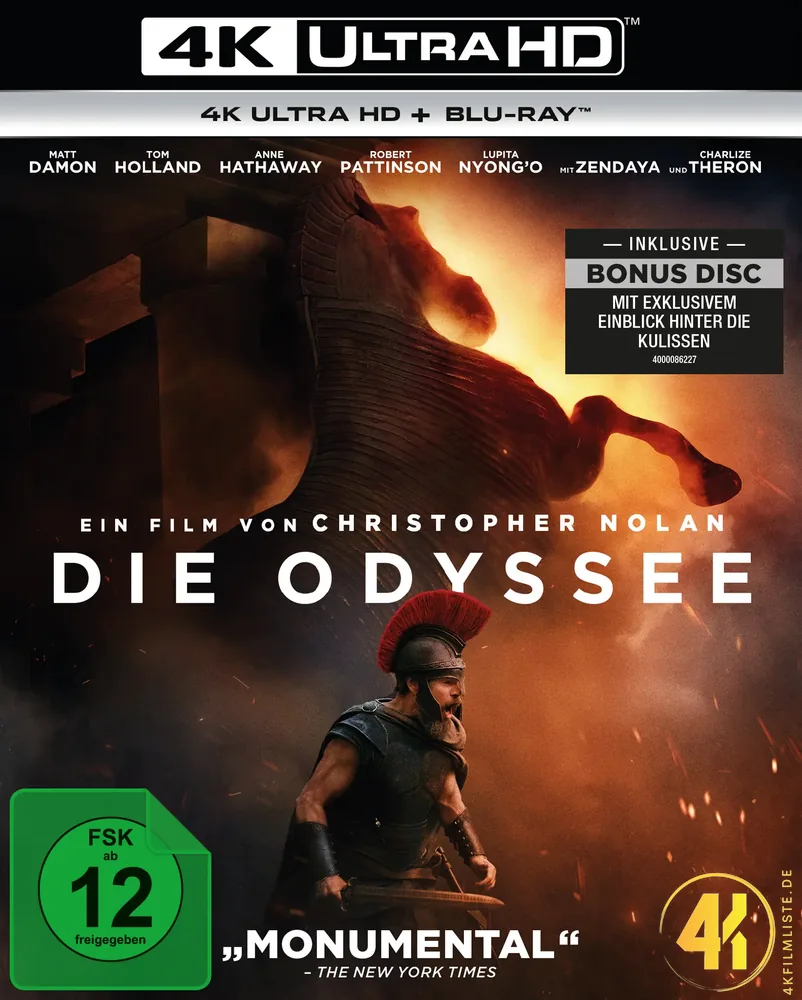 Die Odyssee Frontcover 4K Blu-ray Ultra HD Blu-ray Disc