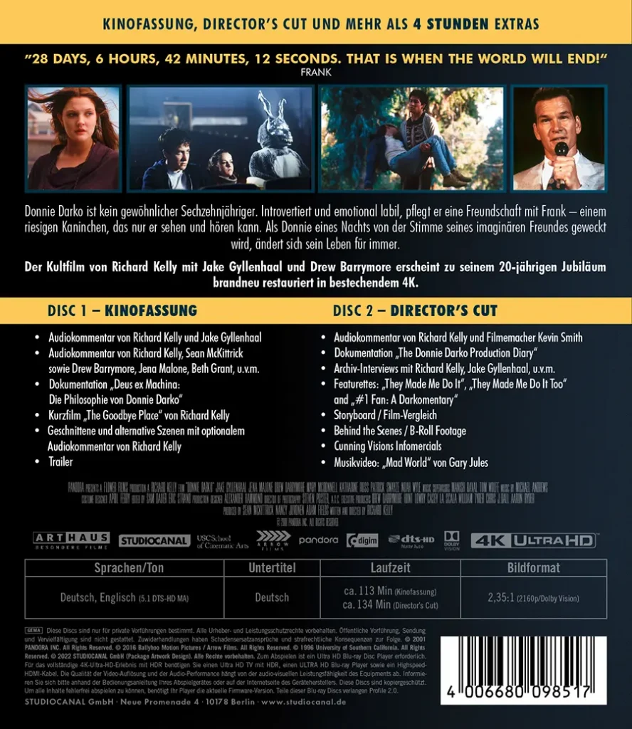 Donnie Dark - 4K Extended Cut mit Kinofassung (UHD Keep Case) (Backcover)