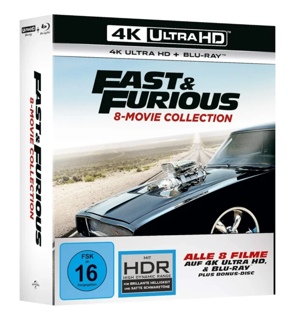 Fast & Furious 1 – 8 – 4K Blu-ray (UHD + Blu-ray Disc + DVD)