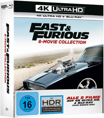 Fast & Furious 4K Filmset im Digipak