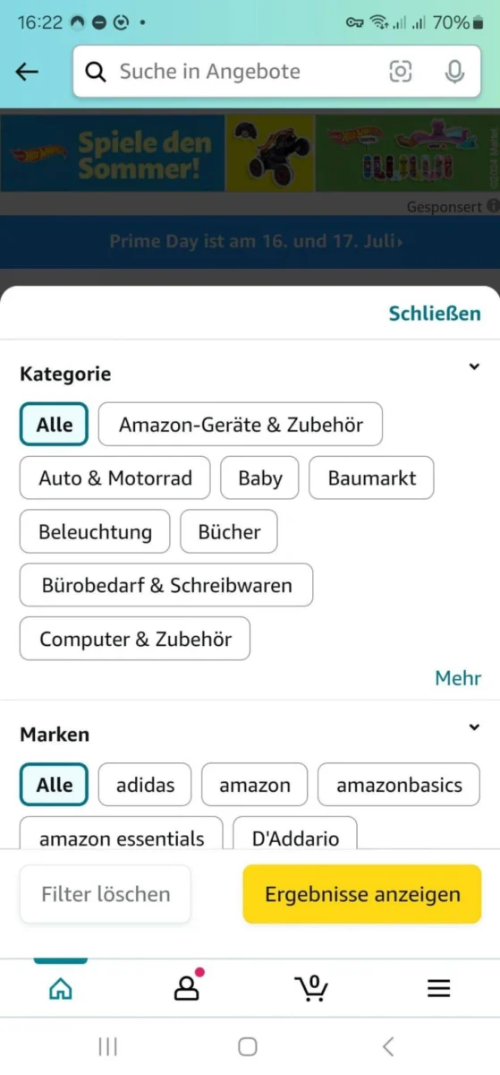 Filter Amazon Angebote