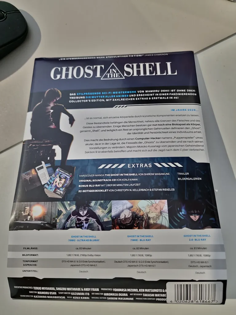 Ghost in the Shell 4K Collector's Edition Backcover mit den technischen Daten/Infos