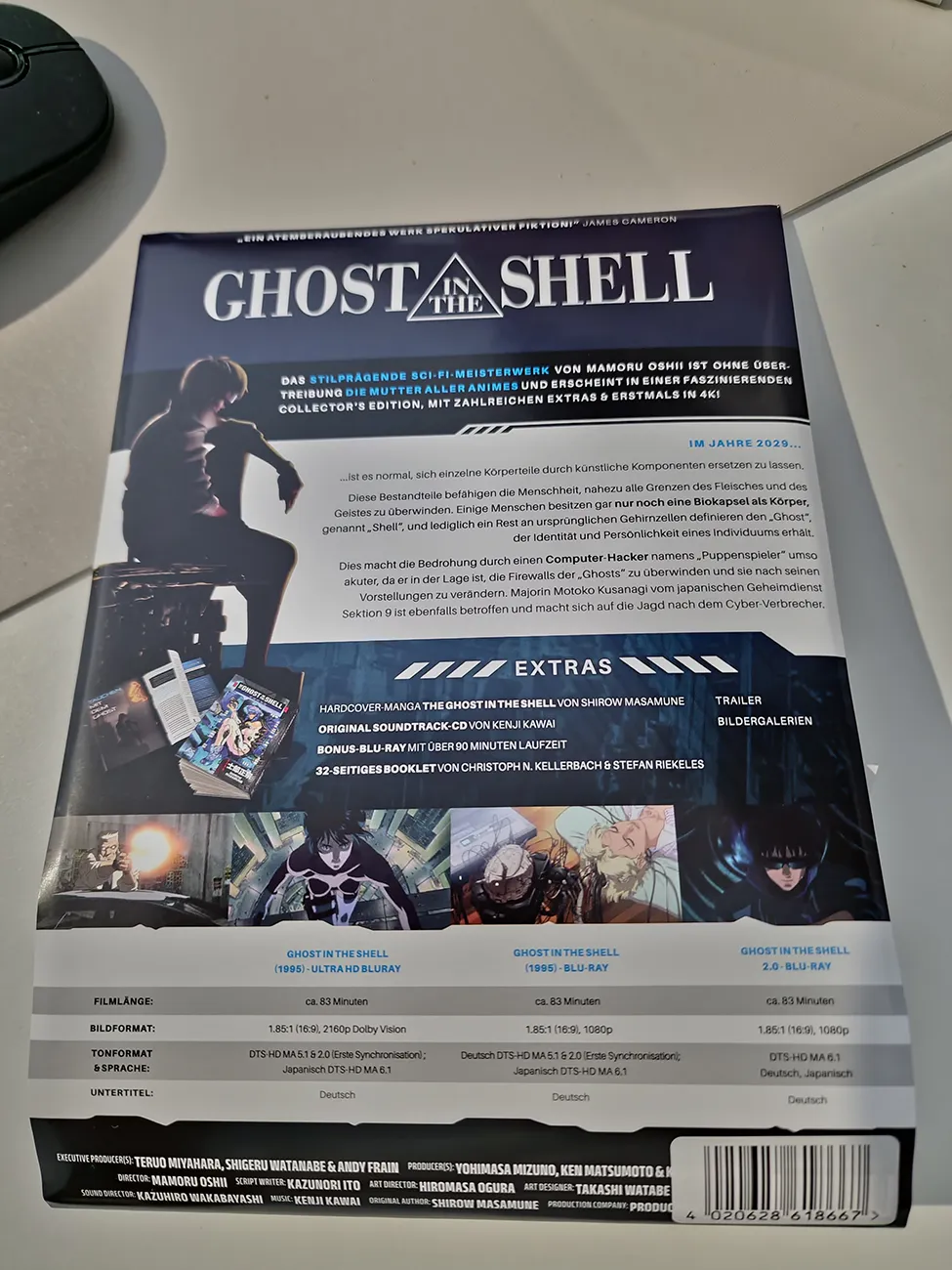 Ghost in the Shell 4K Collector's Edition Backcover mit den technischen Daten/Infos