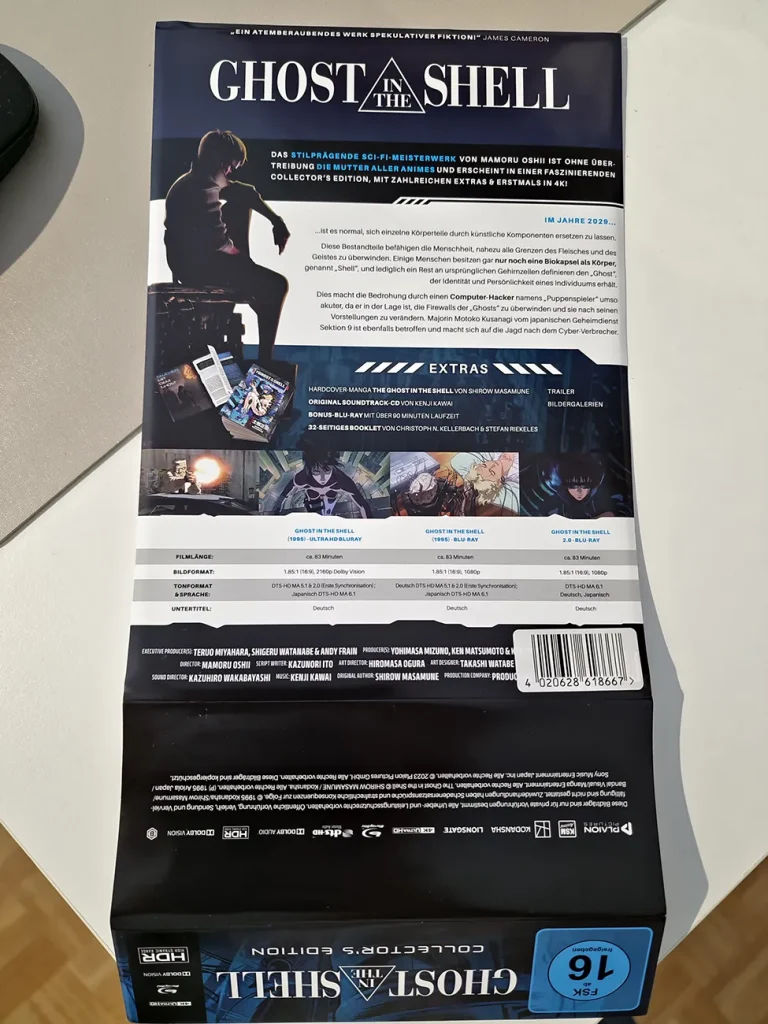 Ghost in the Shell 4K Collector's Edition komplettes Backcover mit den technischen Daten/Infos