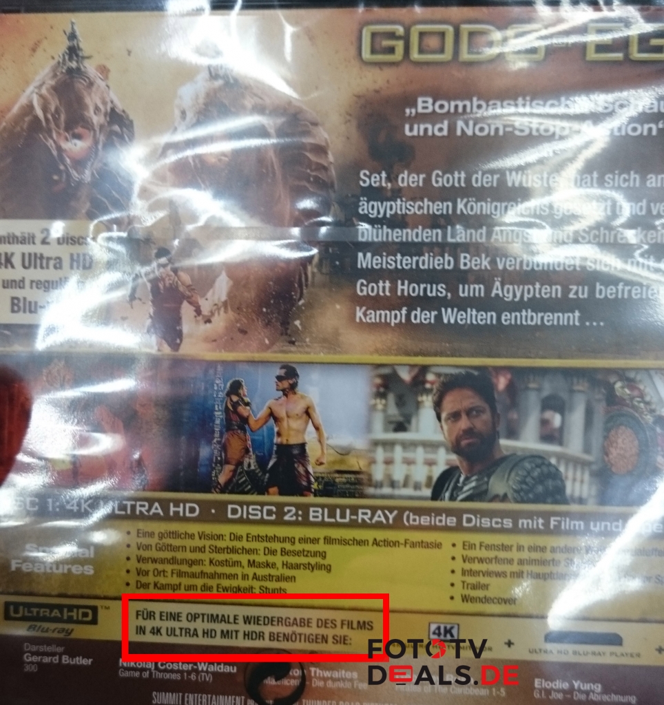Gods of Egypt - 4k Backcover Ultra HD-Blu-ray Disc