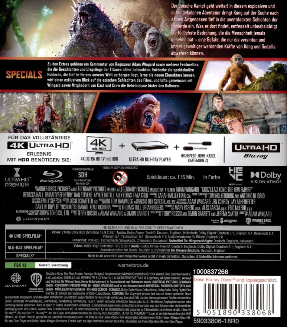 Godzilla X Kong Backcover Ultra HD Blu-ray