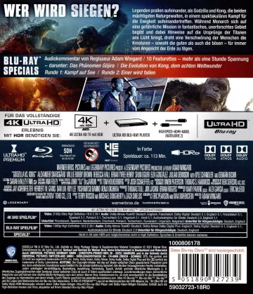 Godzilla vs. Kong - 4K Blu-ray (Backcover mit Dolby Vision HDR)
