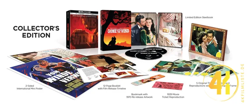 Gone with the Wind Collectors Edition 4K Steelbook Ultra HD Blu-ray Disc