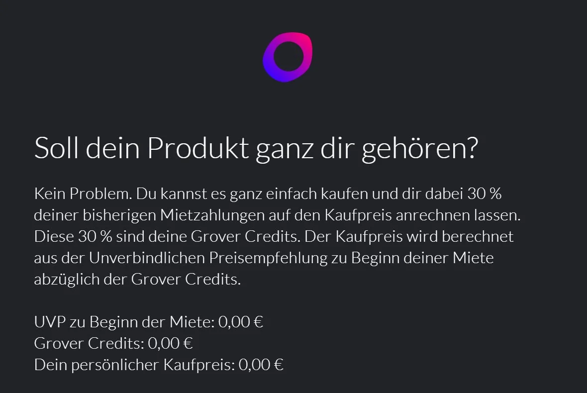 Über getgrover.com ein Produkt kaufen