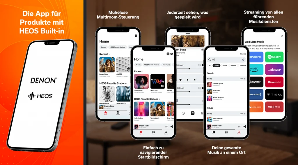 HEOS Built-in vereint führende Streaming-Anbieter mit einer mühelosen Multiroom-Steuerung