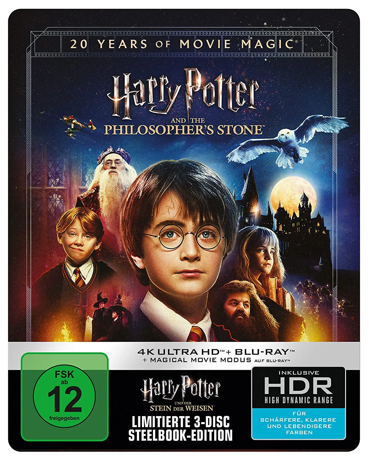 Harry Potter und der Stein der Weisen - 4K Steelbook mit Magical Movie Mode (UHD Blu-ray) (3-Disc-Set) (Jubiläumsedition)