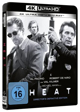 Heat 4K Blu-ray Disc Cover mit Al Pacino und Robert de Niro