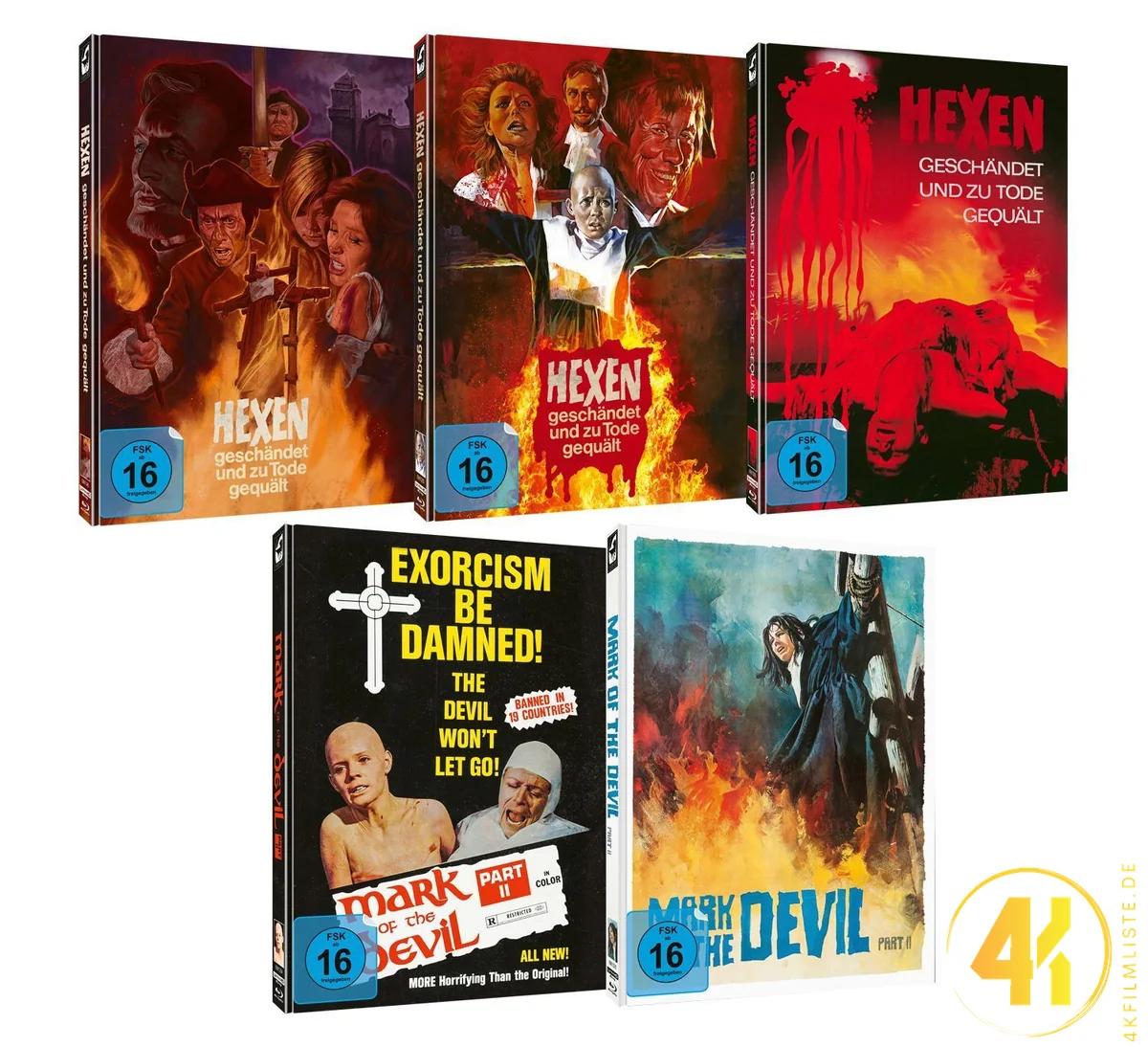 Hexen geschändet und zu Tode gequält (Full Set / Cover A – E) – 4K Mediabook (UHD + Blu-ray Disc + Bonus Blu-ray)