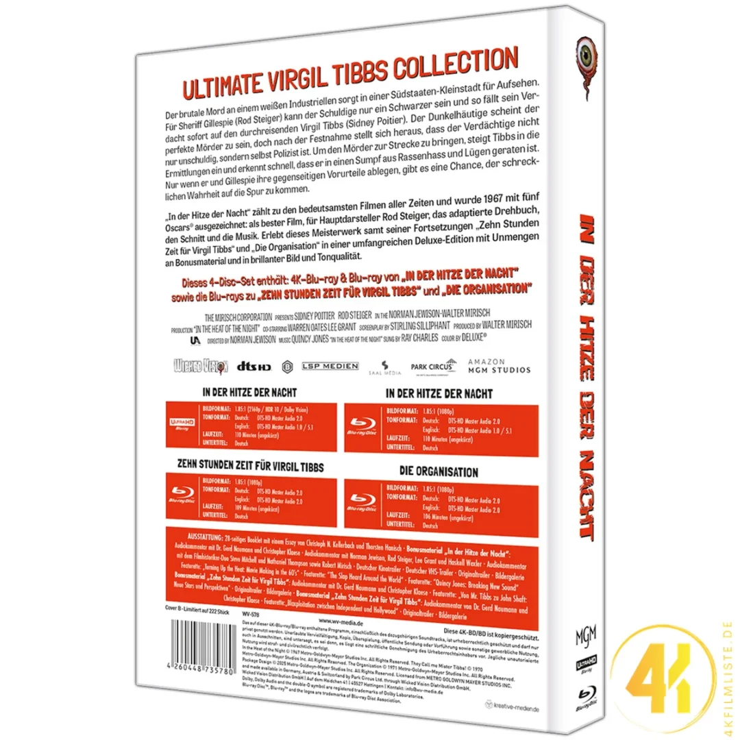 In der Hitze der Nacht Cover B Backcover 4K Mediabook Ultra HD Blu-ray Disc