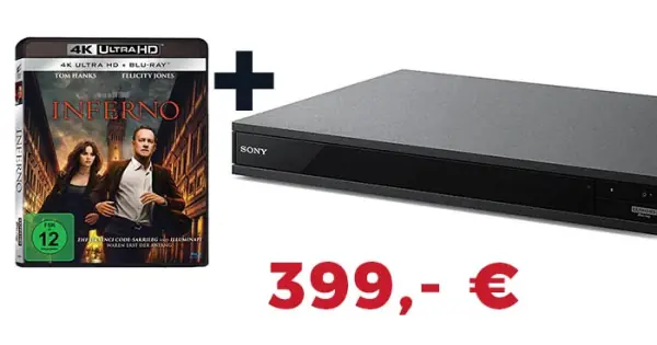 Sony UBP-X800 kaufen & Robert Langdon Film „Inferno 4K“ gratis dazu