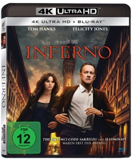 Tom Hanks in Inferno (4K UHD Blu-ray Disc Cover)