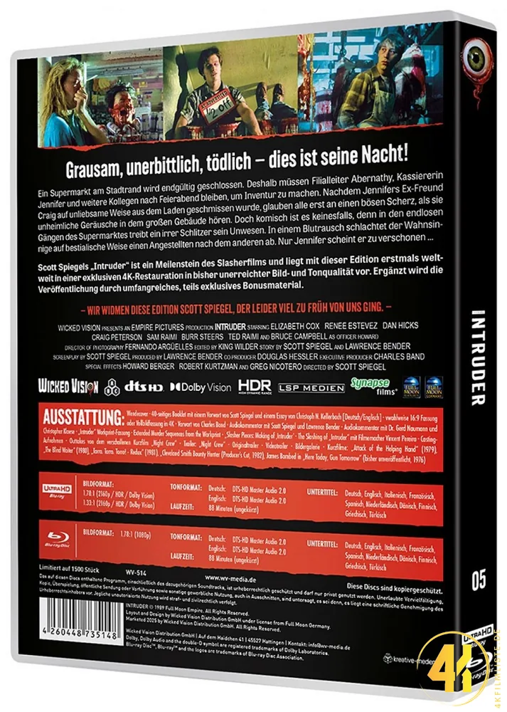 Intruder Bloodnight 4K Blu-ray Backcover Ultra HD Blu-ray Disc
