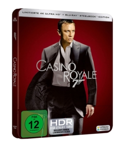 Seitenansicht vom James Bond Casino Royale 4K UHD Steelbook mit Daniel Craig auf dem Cover