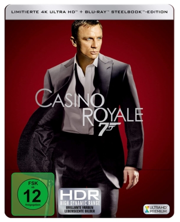 Frontansicht vom James Bond Casino Royale 4K UHD Steelbook mit Daniel Craig auf dem Cover