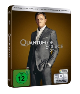 Seitenansicht vom James Bond Ein Quantum Trost 4K UHD Steelbook mit Daniel Craig auf dem Cover